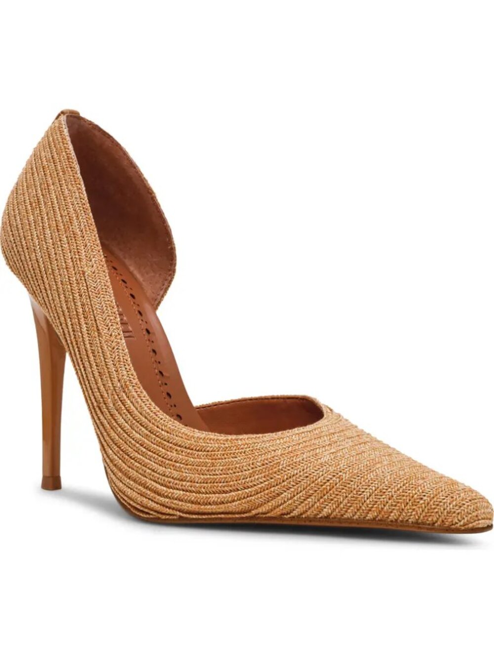 Steve Madden Elegant Raffia Half d’Orsay Pump   Size 9M • Natural Raffia • NWT